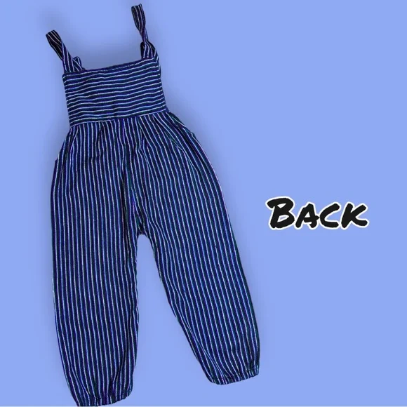 EUC Children’s Woven Multi-Color Striped Knit Romper. Adjustable Size 2-3T - Picture 2 of 8